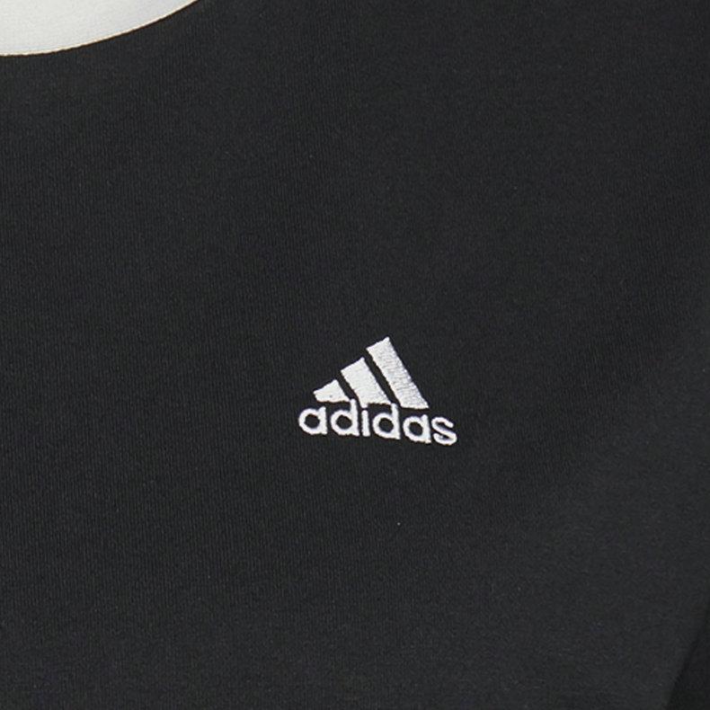 adidas Футболка Essentials с тремя полосками, черная/белая, женская, уличная GS1379