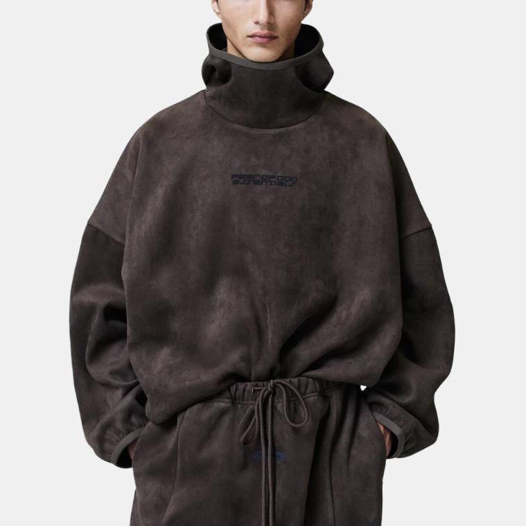 Fear of God Essentials Замшевая Флисовая Современная Толстовка Коричневая Мужские Топы 192HO256943F