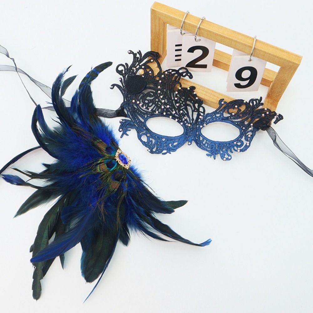 Gradient Color Feathered Couple Masks Lace Masquerade Mask Cosplay Festival Party