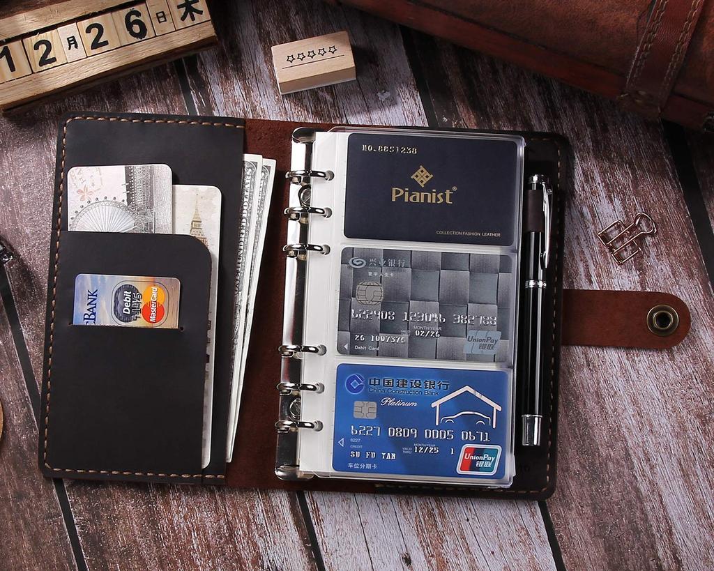 Планировщик из натуральной кожи CEETOL, ручной работы, формат A6, 6 отверстий, с держателем для ручки, блокнот для бизнеса из натуральной кожи, книга для расписания