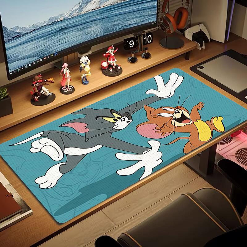 Tom and Jerry Print Cushion Non-slip Laptop Tablet Big Mousepad XXL Mat Mini PC Playmat With Lock edge