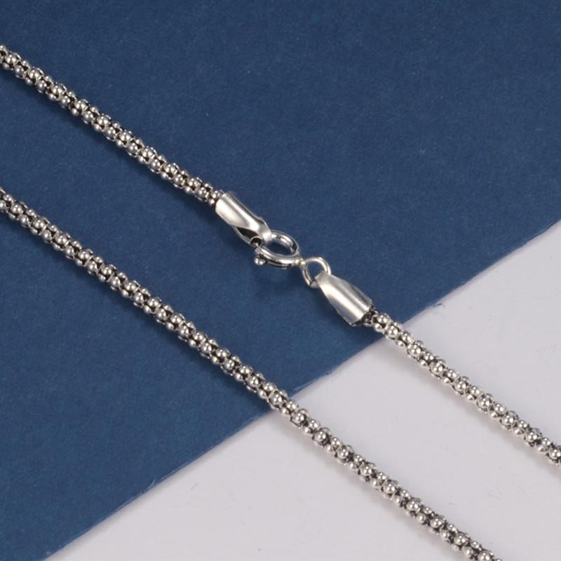 Real Pure Silver Popcorn Necklace Men Women S925 Sterling Silver Polishing Corn Necklace Male Classical Long Chain Jewelry