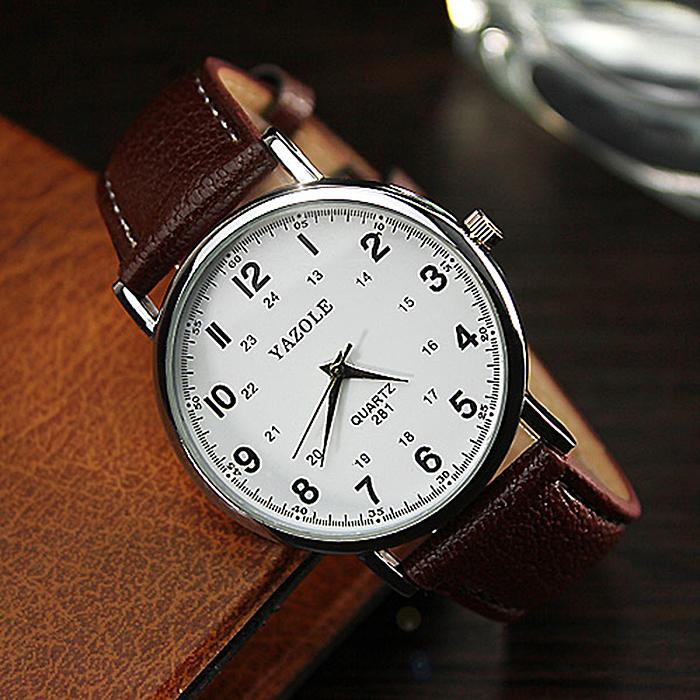 Fashion Top Luxury Brand Watch Men & Women Brown Leather Black Dial Analog Wrist Watch Sports Watches Male Ladies