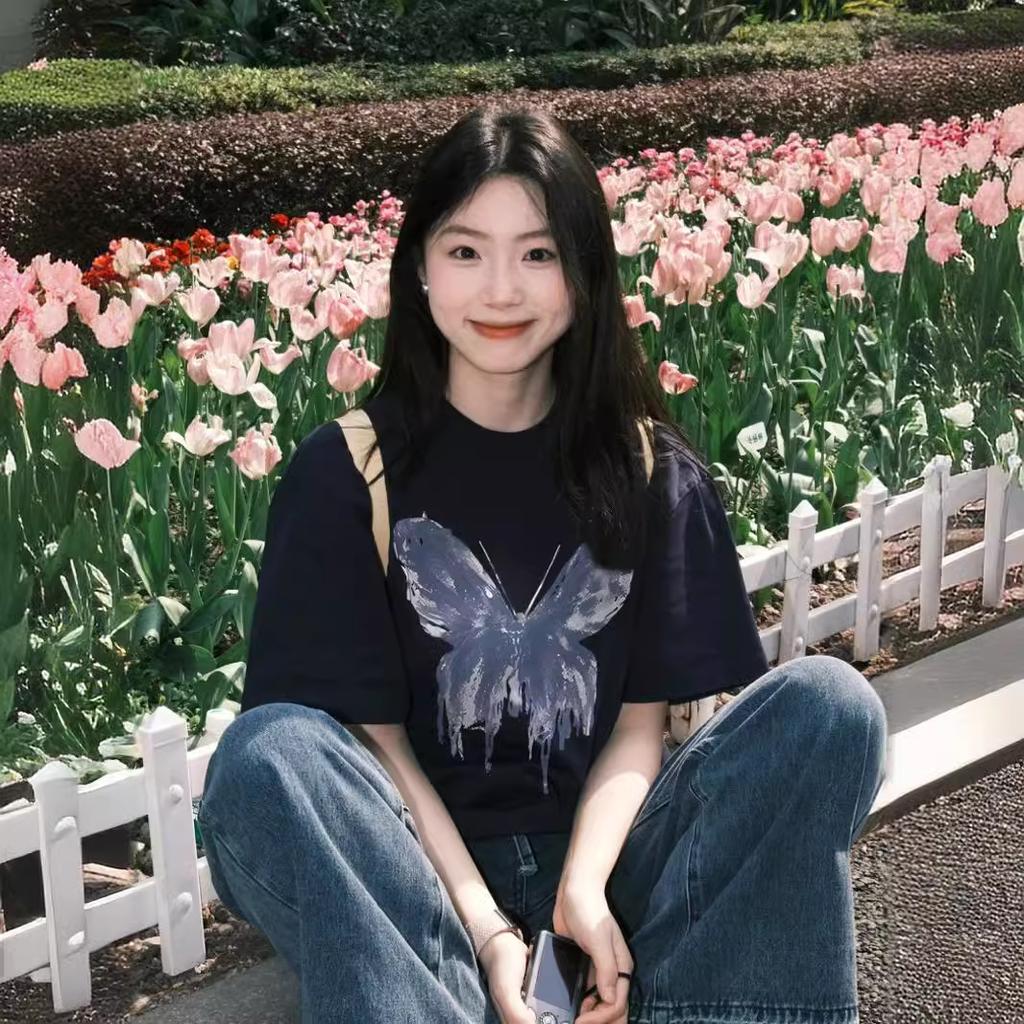 Women Summer Short Sleeve Cartoon Bear Printed Oversize T Shirt Blouse Top