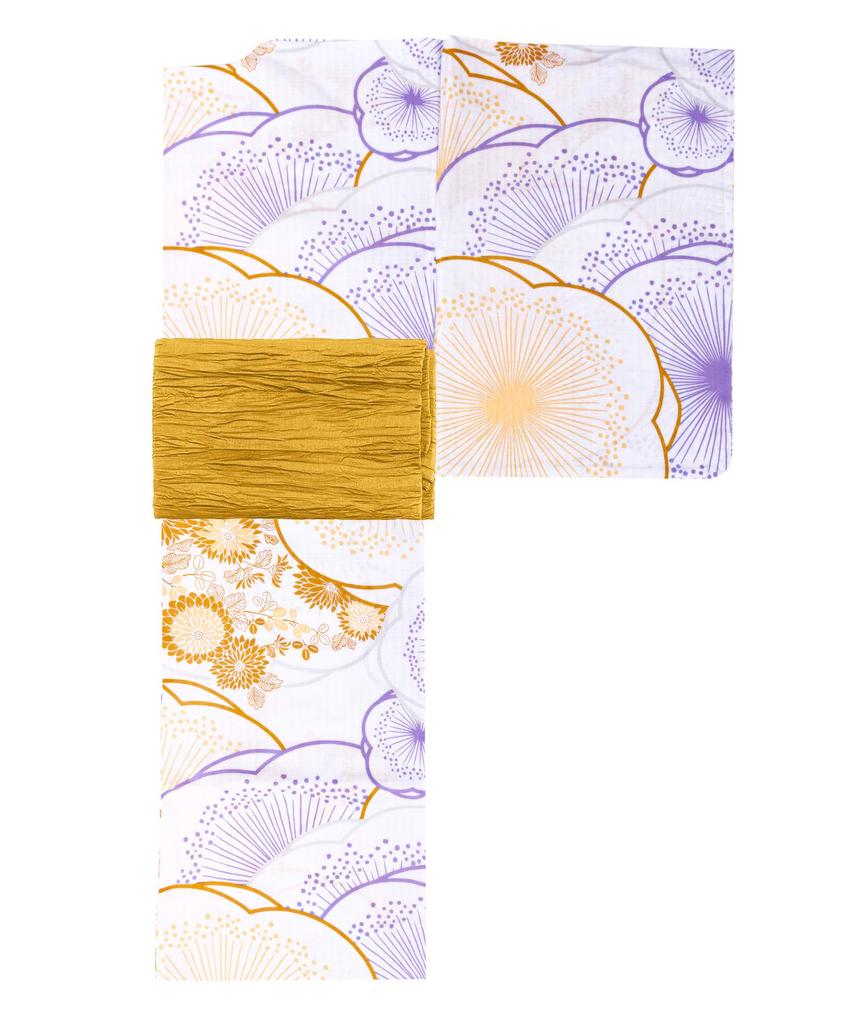 Комплект юката для девочек Junior Retro C Change Weave, комплект из 2 предметов Heiko Girls Hanaso [KYOETSU] (Юката, Оби) (130см, 3. Мияби)