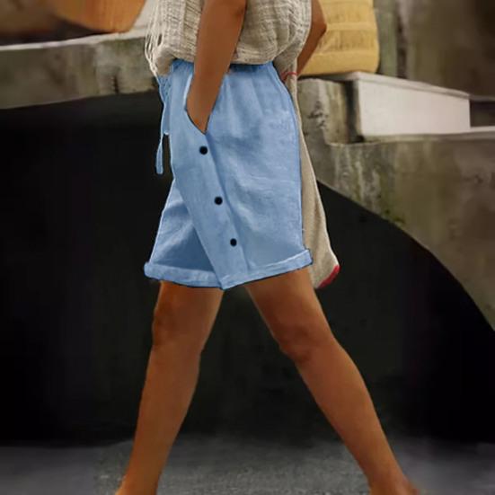 Женские повседневные шорты, эластичные шорты с завязками на высокой талии и карманами, летний пляжный наряд для отдыха