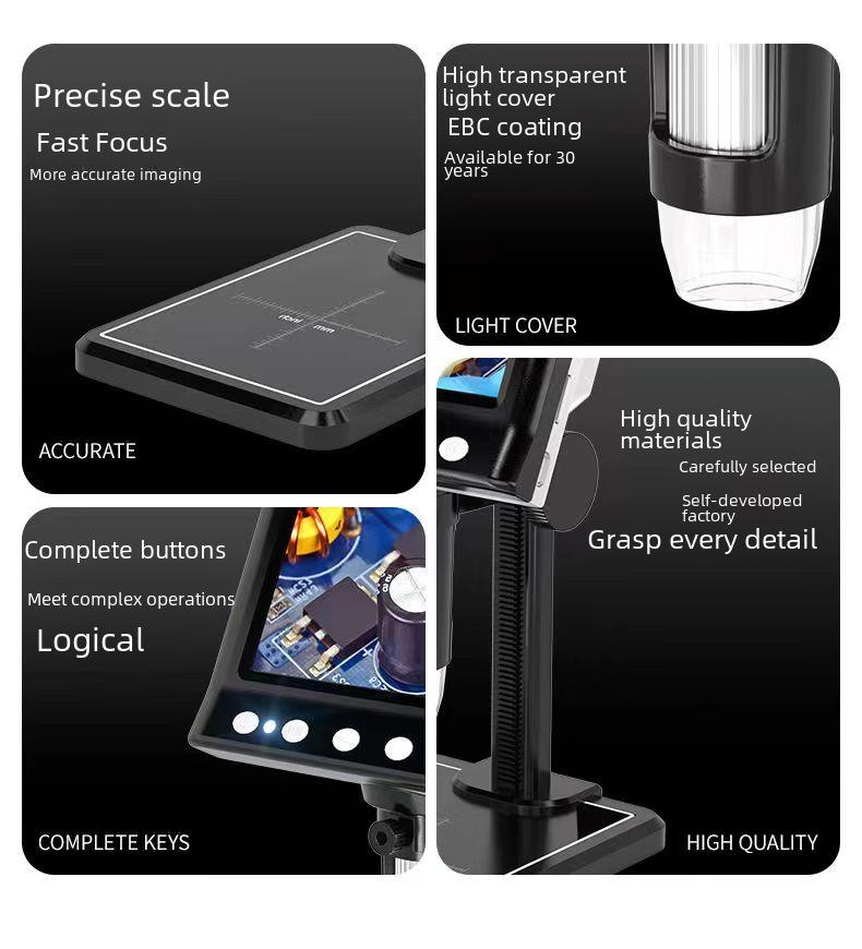 Электронный промышленный микроскоп DM7: Экран 4,3", цифровая лупа для печатной платы, мобильный телефон, ремонт часов, печатная плата