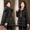 Winter Middle-aged Women's Hooded  Jacket, Warm and Thickened Down Cotton Loose Coat