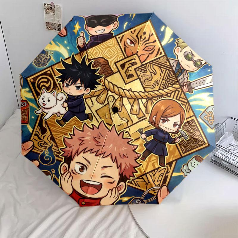 1 PC Automatic Folding Umbrella - Jujutsu Kaisen Pattern Portable Foldable Design With 8 Ribs Christmas Birthday Gifts