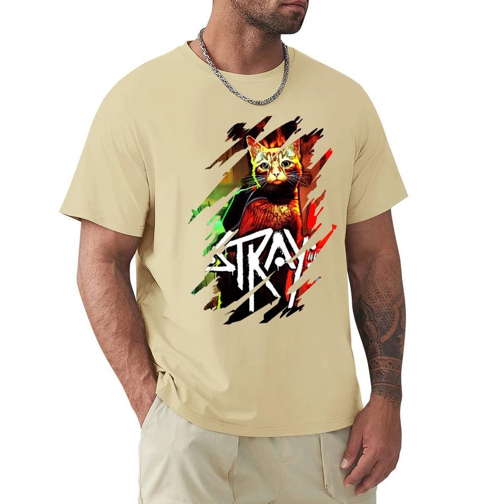 Футболка Stray Game, Cool Design, футболки Heavyweights, футболки с графическим принтом для мальчиков, простые белые футболки с принтом животных для мужчин