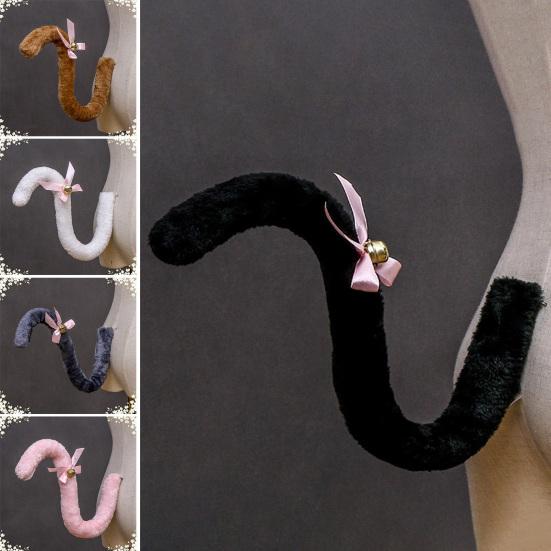 Плюшевая длинная лента с кошачьим хвостом и бантом-колокольчиком для женщин и девочек, вечерние аксессуары для косплея, мягкий скелет, гибкая форма, имитация хвоста для платья, юбки, леггинсы