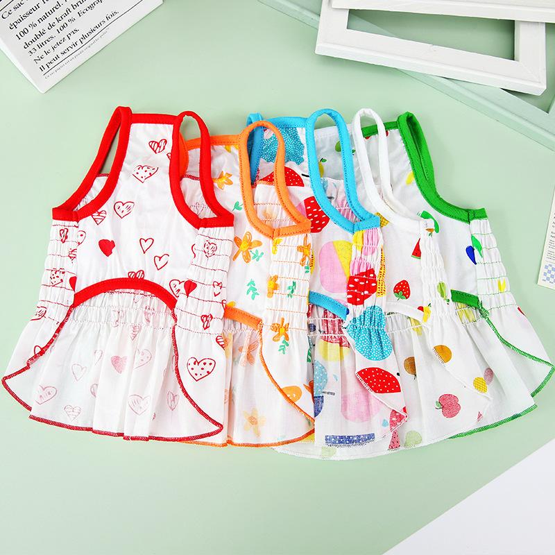 2024 New Spring and Summer Pet Clothes Hundred Flowers Fold Elastic Sling Bomei Clothing Teddy Puppy Clothes Casual Dog Clothing