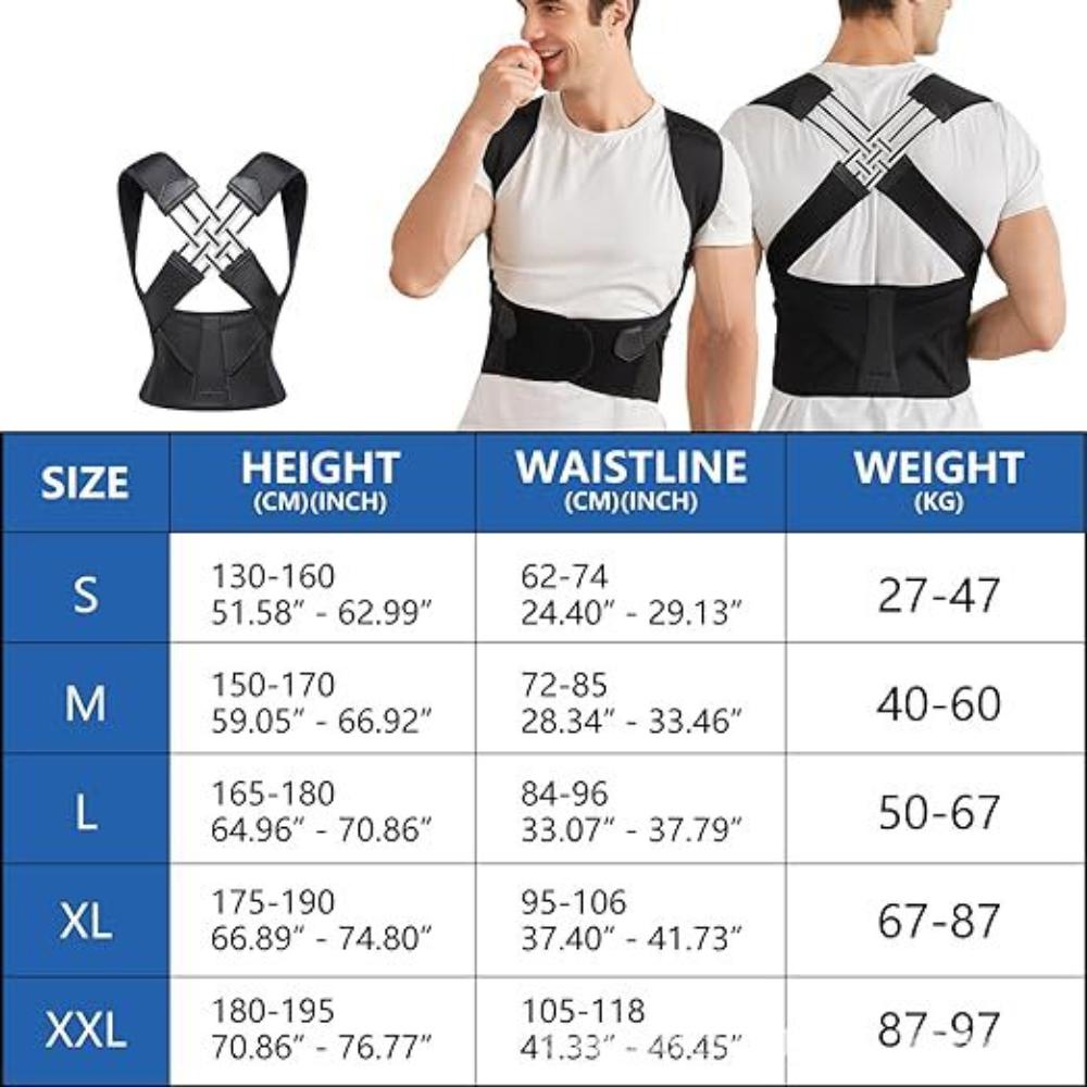 Корректор осанки для мужчин и женщин с поддержкой спины, выпрямитель для плеч с горбом и регулируемым поясом для полной поддержки спины