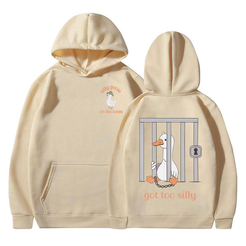 Глупая Гусь Свободный Худи Смешная Мужская и Женская Повседневная Одежда Чистый Хлопок Осень и Зима Худи с Слишком Глупыми Мемами