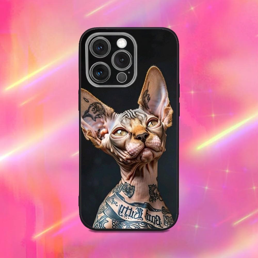 Sphynx Sphinx Cat Phone Case For iPhone 16,15,14,13,12,11,Pro,Max,Plus,X,XS,XR,SE,8,7,Mini,Soft Silicone Black Case