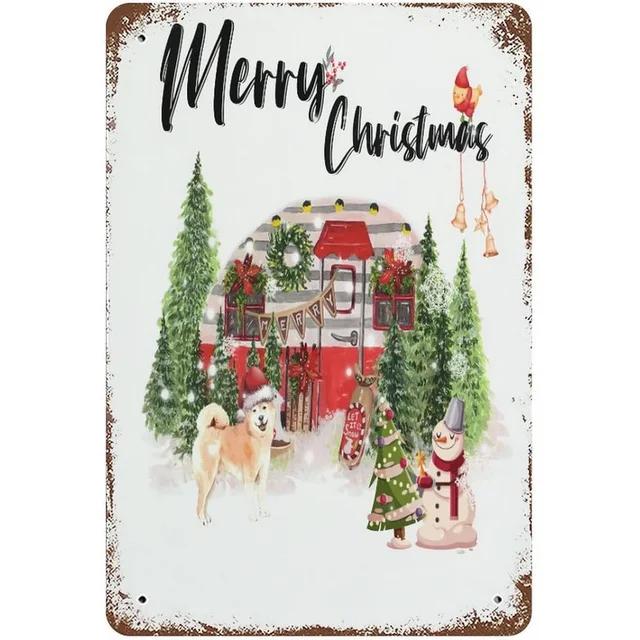 Vintage Merry Christmas Metal Tin Sign Rustic Wall Art Plaque for Home Cafe Garden Bar Club Man Cave Perfect Holiday Decor