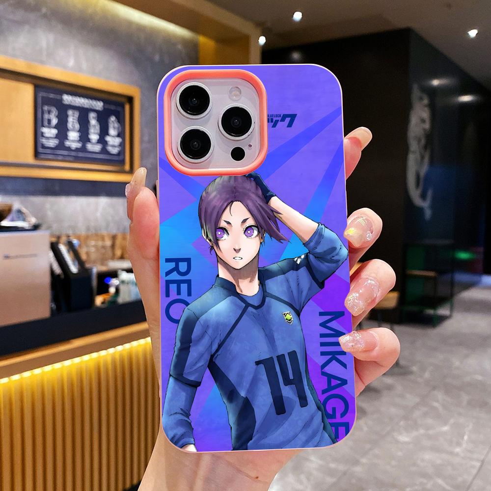 Blue Lock Рио Микаге Желе Двухслойный Розовый Чехол для Мобильного Телефона для iPhone 17 16 15 14 13 12 11 Air Pro Max Plus Защитный