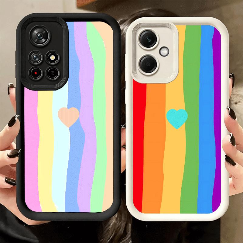 Rainbow Gradient Love Desgin Soft Phone Case for Xiaomi Poco X7 X6 X5 Pro X4 Gt X3 F7 Ultra M8 M7 Redmi 15C 15 14C 13 13C 12 12C