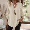 Рубашка Женская Повседневная Топ Свободный V-образный вырез Однотонный Пуловеры Длинный рукав Женский