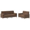 2 Piece Sofa Set with Cushions Brown Fabric