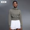 Womens Lightweight Hooded Sport Jacket Short Fit Long Sleeve Casual Fitness Top Workout Yoga Running