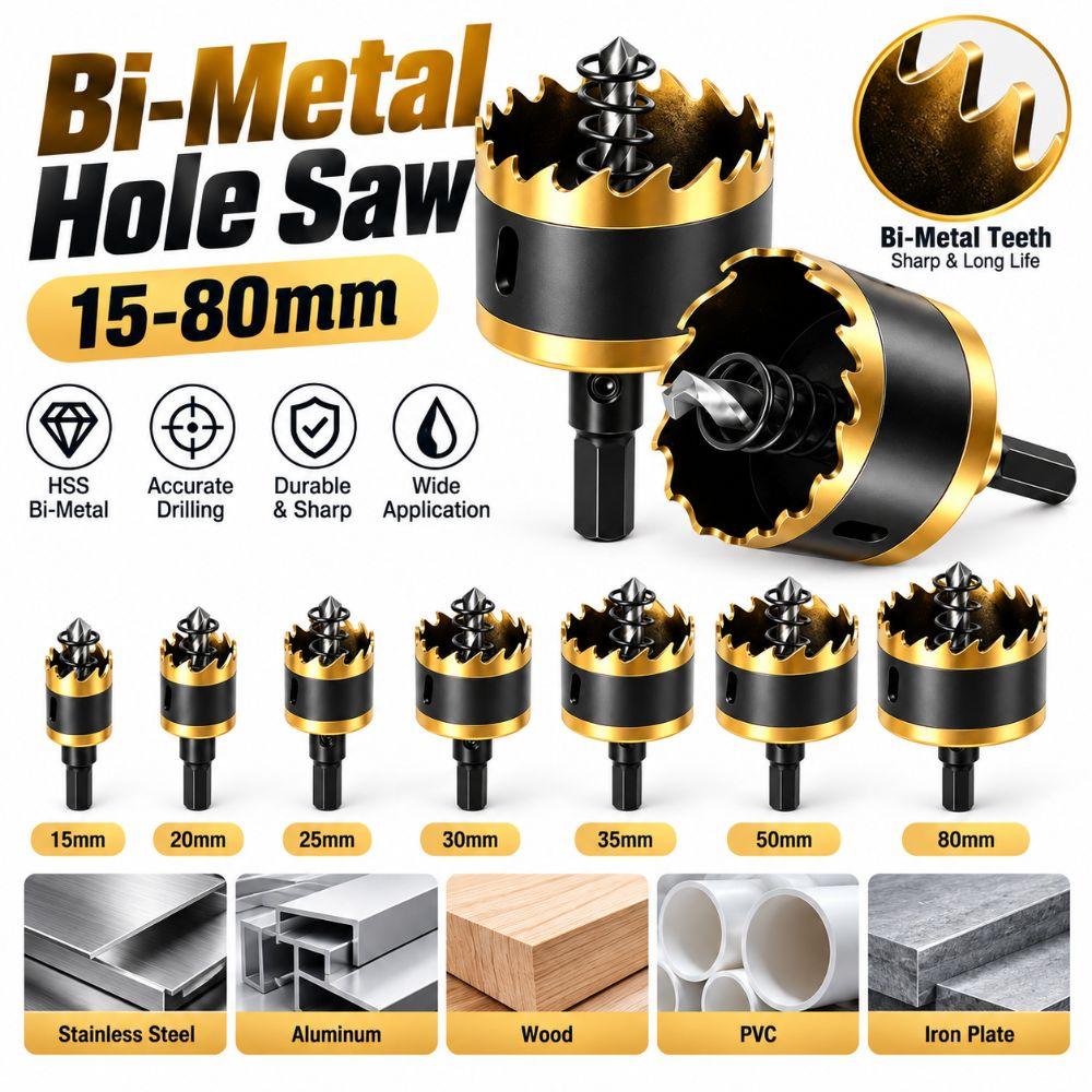 15-80mm Hole Saw Drill Bit Triangular Shank Hole Saw Cutter Handheld Electric Drills