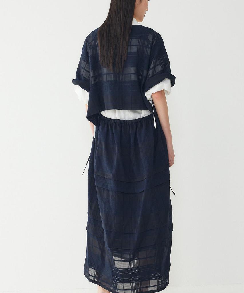 STUDIO TOMBOY Backless See-Through Check Dress_Dark Navy 9106241204