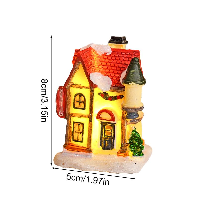1 шт. Поделка Настольный Домашний Декор Теплое Освещение Снежный Покров Смола Романтическая Рождественская Фигурка Статуэтка Светящийся Домик Украшение Фестиваль