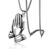Titanium Steel Prayer Pendant, Buddha Hand Pendant Necklace, Men's Hang Tag, Hands Clasped Together