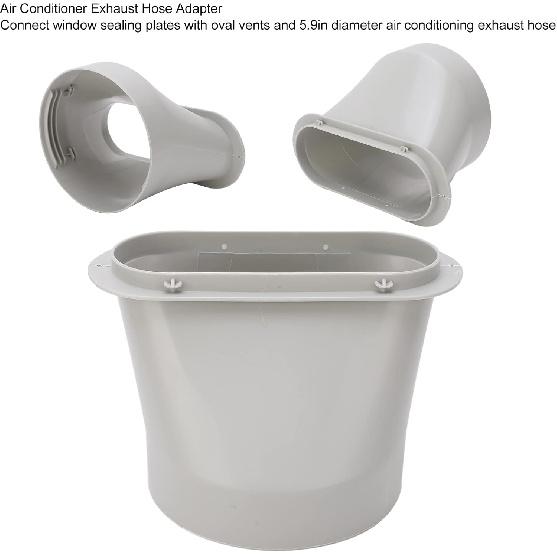 Адаптер выхлопного шланга кондиционера Hilitand, Диаметр 5,9 дюйма, Овальное вентиляционное отверстие, Эффективная экономия энергии, Зубчатые полосы, Царапины ABS