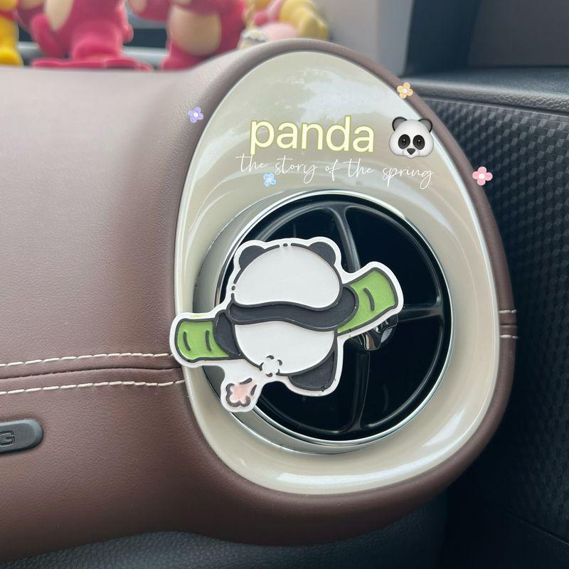 Cute Panda Car Air Freshener, Car Air Conditioning Vent Decoration, Fragrance Diffuser Stone, High-End Car Interior Accessory