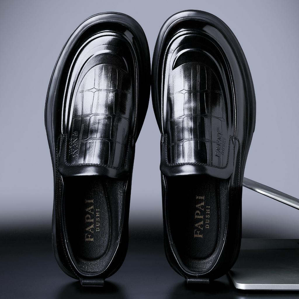 2025 men's casual leather shoes middle-aged and elderly genuine leather men's shoes first layer cowhide lazy one-pedal loafers trend