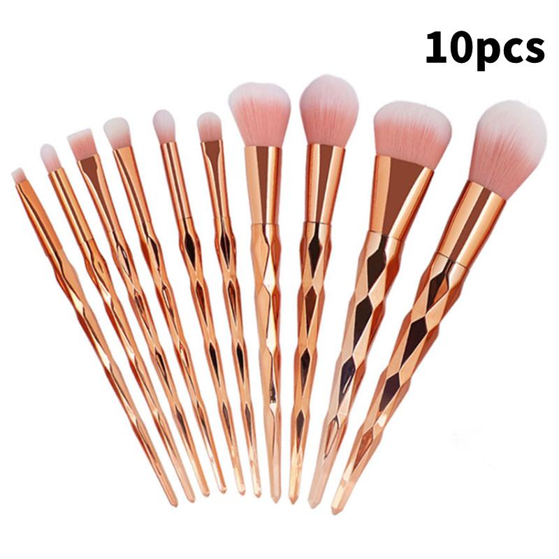 Набор из 10 кистей для макияжа с 3D градиентом и синтетическим ворсом для профессионального использования