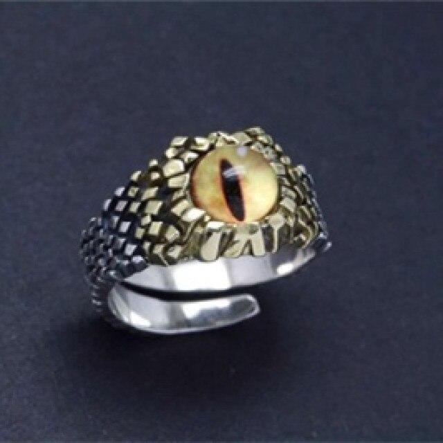 925 Silver Ring Python Eye Snake Eye Demon Eye Ring Opening Adjustable Ring Personality Retro Handmade Ring