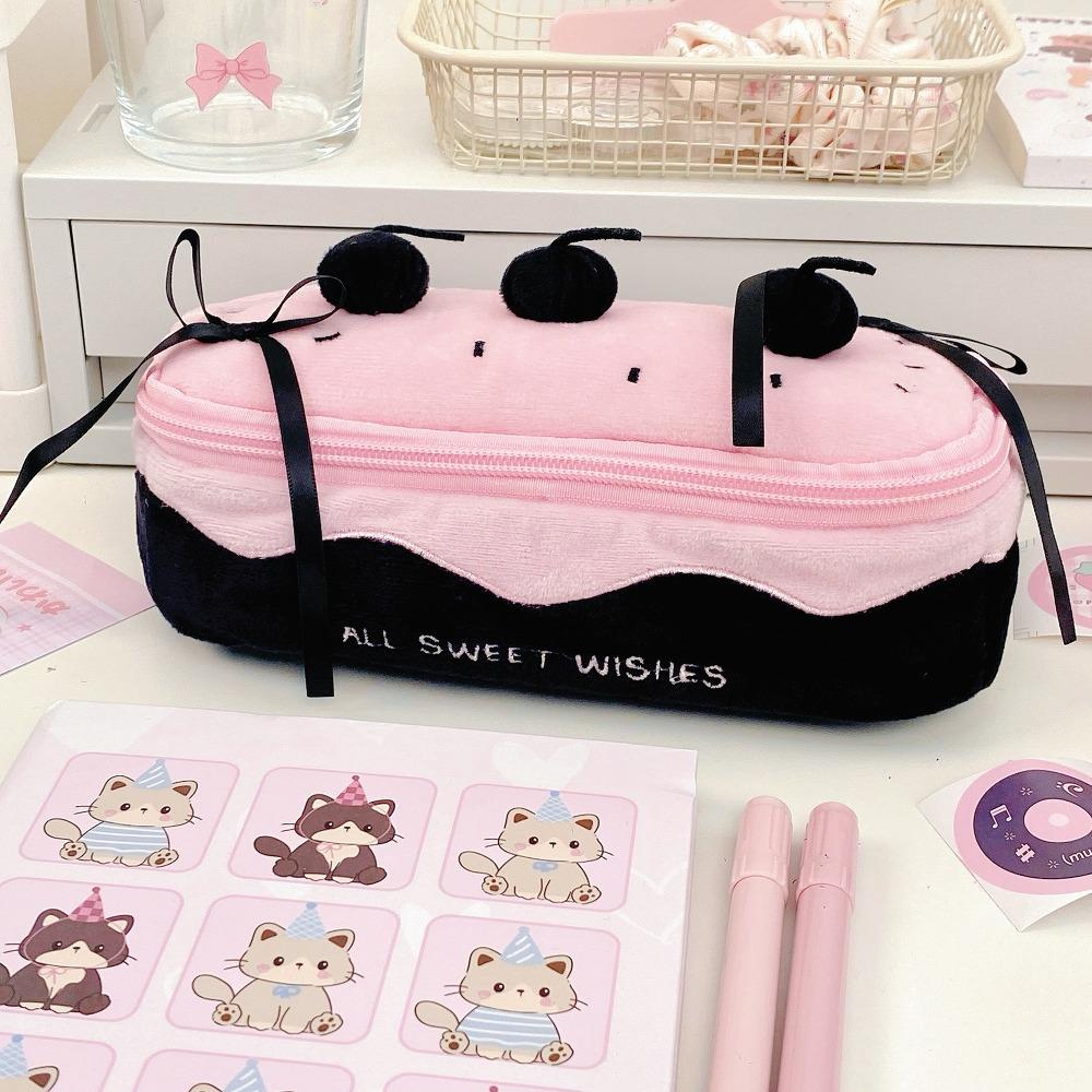 Plush Pen Bag Large Capacity Stationery Bag Cartoon Stationery Organizer Students