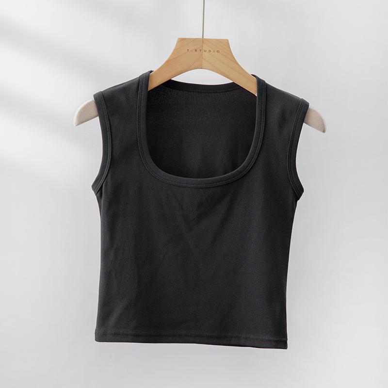 Women's Wide-Strap White Camisole: Pure Cotton, Large Size, All-Season, Beautiful Back Design, Side-Breast Coverage, Inner and Outer Wear.