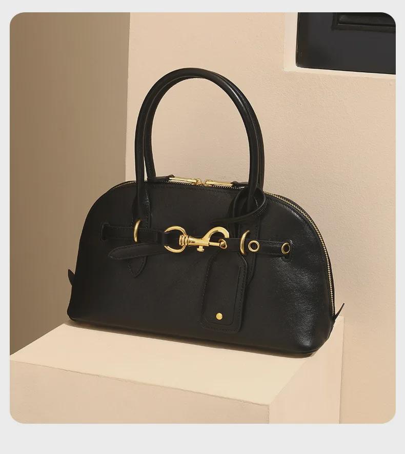 2024 Women's Autumn Genuine Leather Shoulder & Messenger Bags - Large Capacity, Fashionable, High-End Tote for Commuting