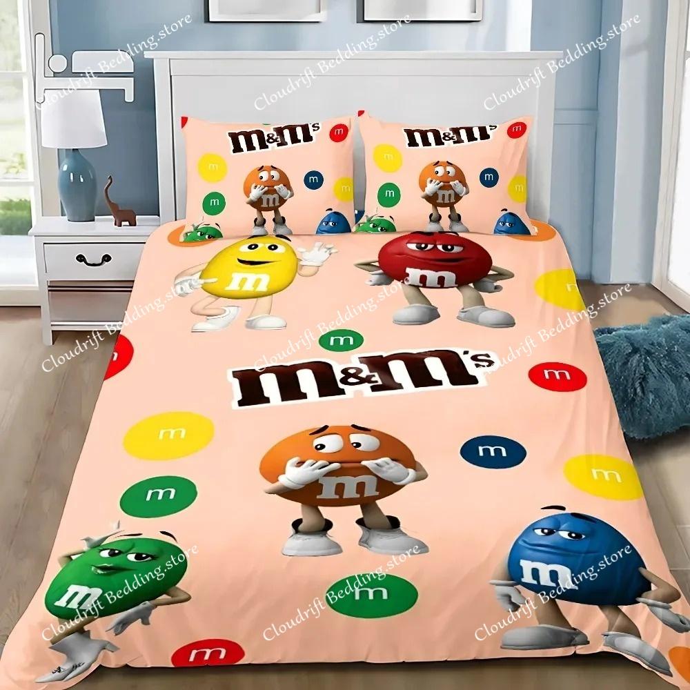 Изысканные 3D Обои M&M Шоколадные Цифровая Печать Комплект Постельного Белья Пододеяльник Одеяло Кровать Взрослый Девочки Мальчики Подарок