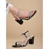 Shoetopia Стильные босоножки на блочном каблуке с ремешками, черные, для женщин, с открытым носком и ремешком на щиколотке, идеально подходят для вечеринок, свадеб и ночной жизни