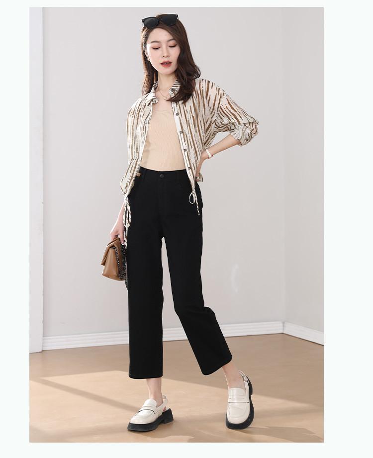 [Straight leg pants] Summer simple and versatile cropped pants look slim and high waisted women's jeans