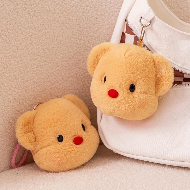 Bear Butter Plush Toy Keychain Coin Purse Headphone Bag Decorations Pendant