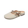 2025 Spring New Sweet Pearl Bow Bag Head Half Slippers Women Wear Flat One-pedal Lazy Shoes