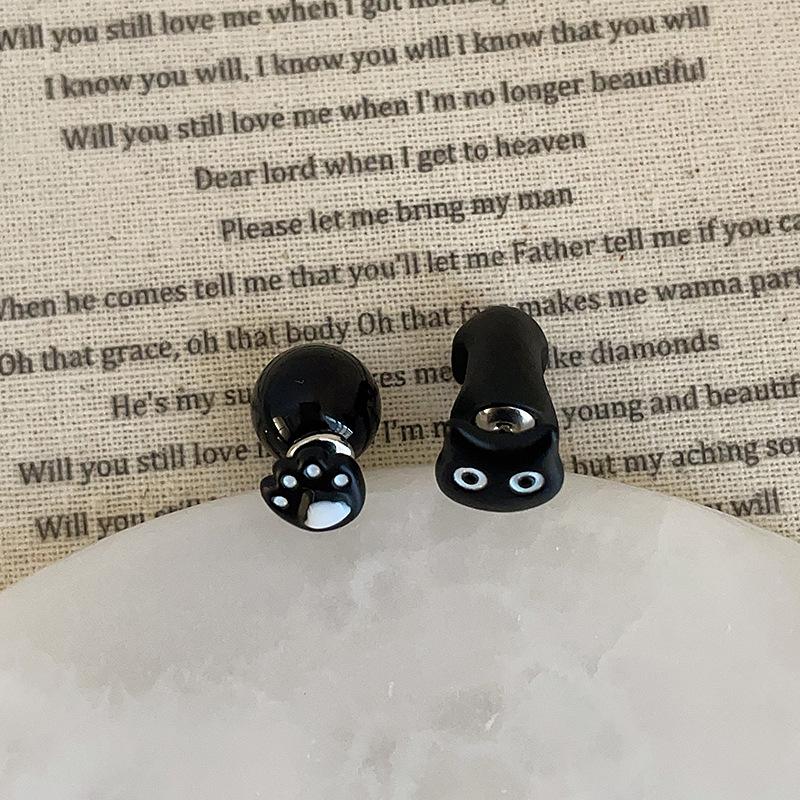 Забавная асимметрия, кошачьи лапки спереди и сзади, серьги-гвоздики, женская ниша, индивидуальность, мода, элегантные, универсальные серьги