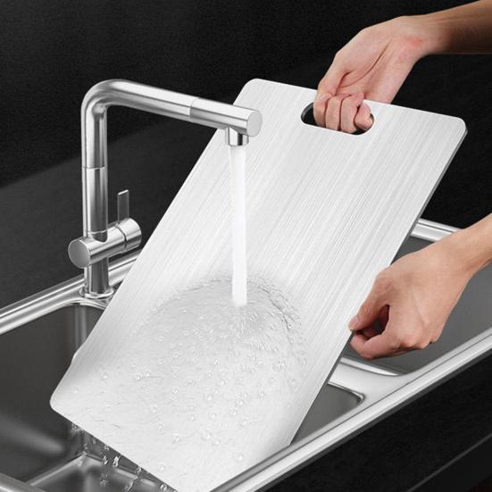 Двусторонняя разделочная доска для кухни, быстроразмораживаемая, устойчивая к трещинам разделочная доска из нержавеющей стали для мяса, фруктов, овощей