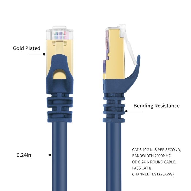 Сетевой кабель Ethernet Cat8, 40 Гбит/с 2000 МГц, высокоскоростное интернет-соединение, Ethernet-кабель для модемов, маршрутизаторов, ПК