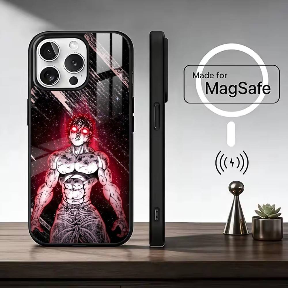 Чехол для телефона C-Comic H-Hanma B-Baki для iPhone 17, 16, 15, 14, 13, 12, 11 Plus, Pro Max Магнитный для беспроводной зарядки Magsafe