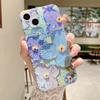 Soft Blue Flower Glitter Laser Case For iPhone 11 12 13 14 15 Pro Max X XS XR 7 8 Plus SE 22 Mini Bumper Silicone Cover