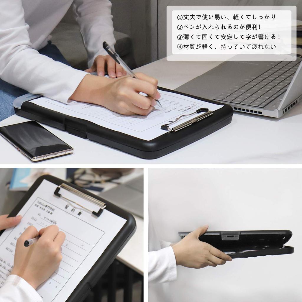 SFLHHDM Clipboard A4 Clip File A4 Binder A4 Multifunctional File Board Writing Pad Bifold Document Case Memo Pad Folder File Plastic Case with Pen
