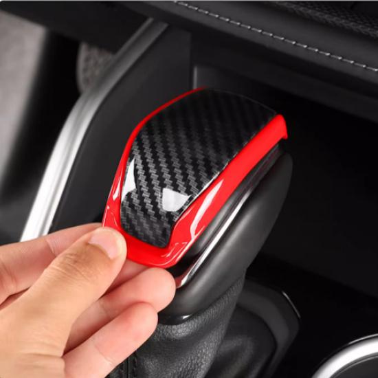 Red&Carbon fiber Gear Shift Knob Cover Trim 1pcs For Toyota Highlander -2025