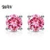 S925 Silver Earrings Zirconia Stud One Carat Main Stone Hypoallergenic Flat Gold Plated Back Comfortable Shiny Daily Wear Jewelry for Women Men Micro